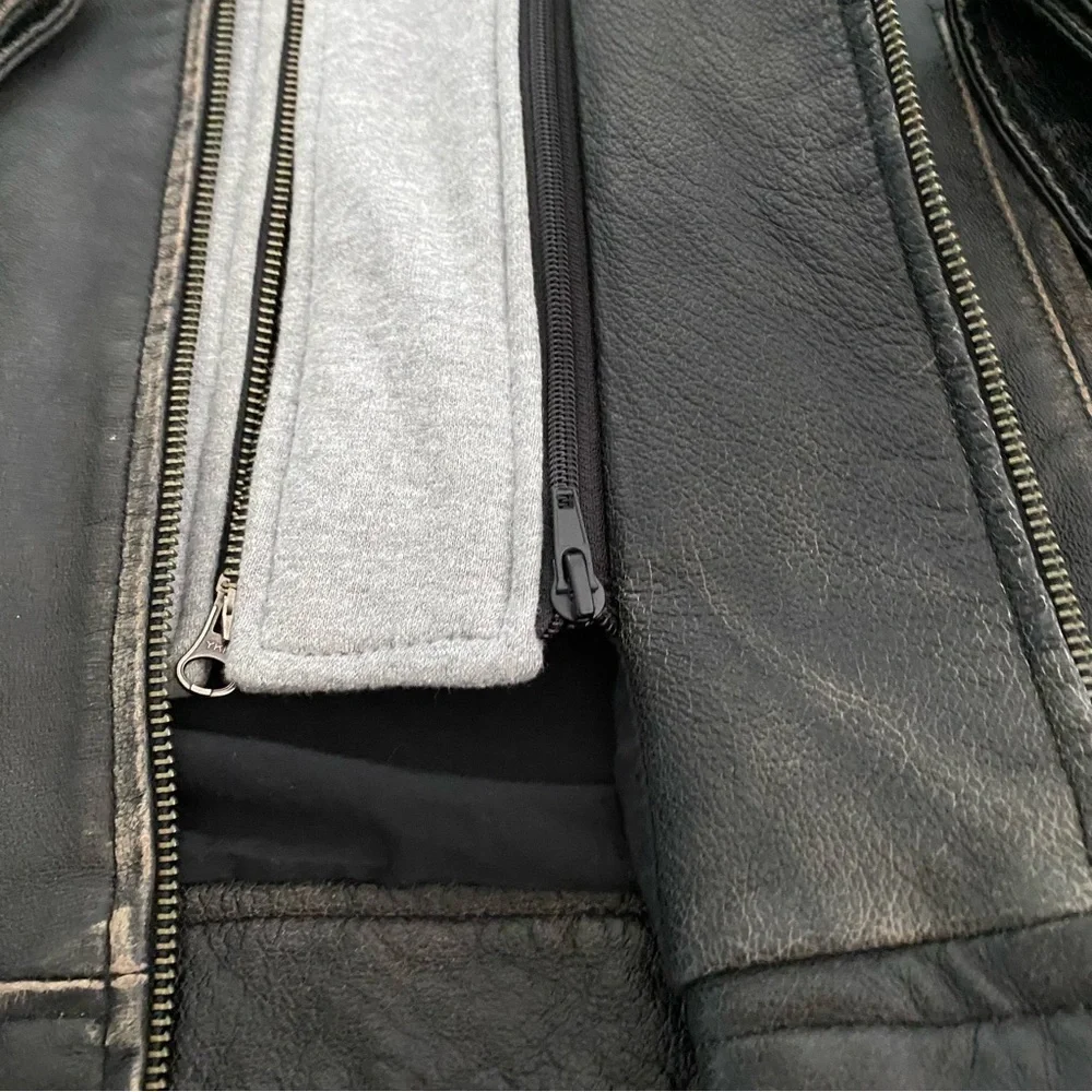 Vintage Leather Biker jacket Black SZ. L  NWOT - Picture 12 of 15